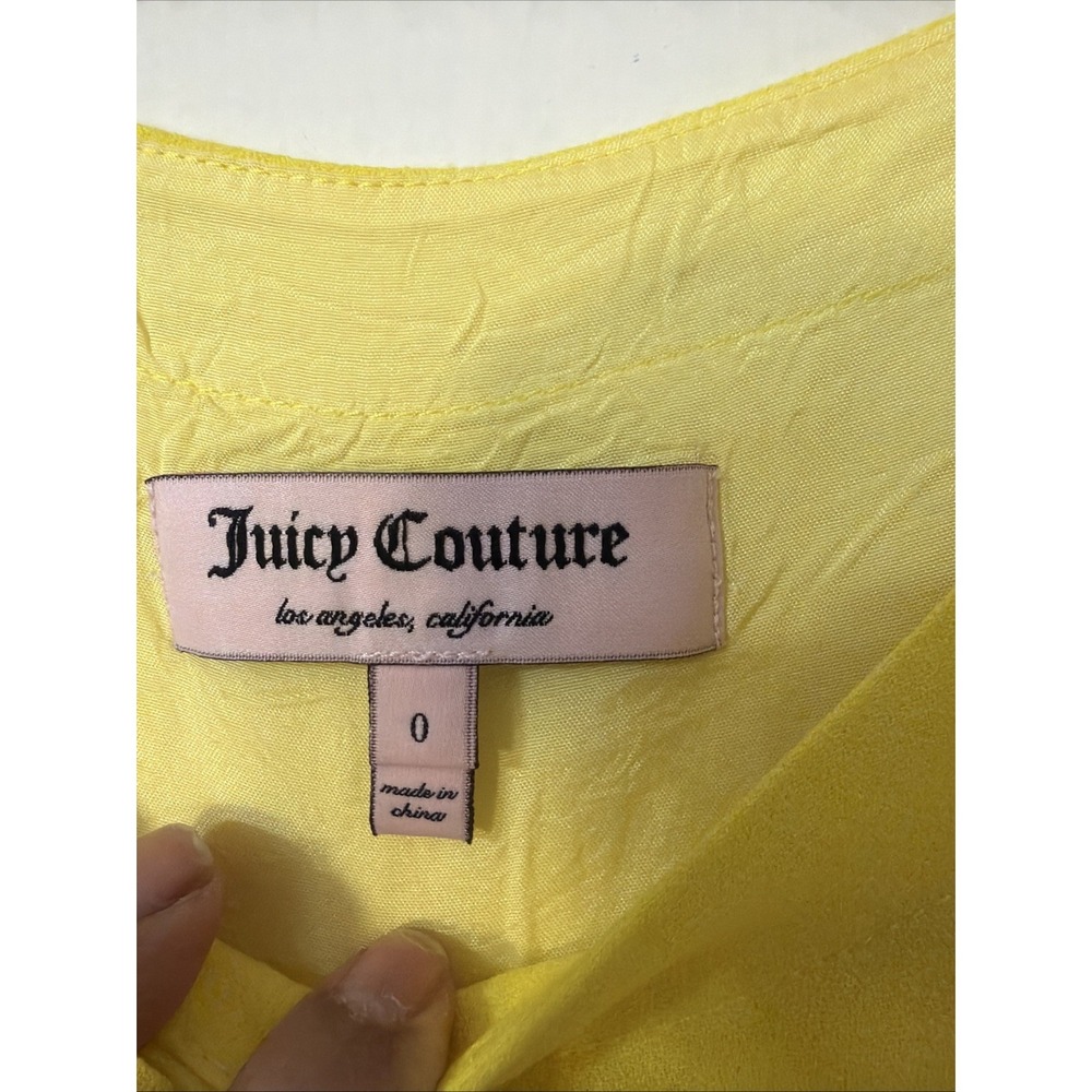 Juicy Couture Floral Yellow Casual Dress 0 Liked Gold Shoulder Button Fairy Y2K - Picture 3 of 7